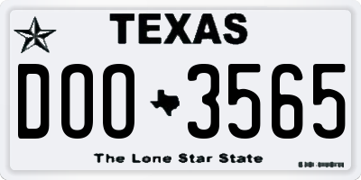 TX license plate DOO3565