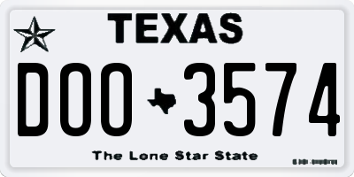 TX license plate DOO3574