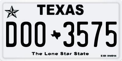 TX license plate DOO3575