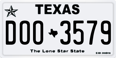 TX license plate DOO3579
