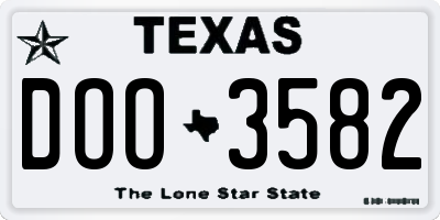 TX license plate DOO3582
