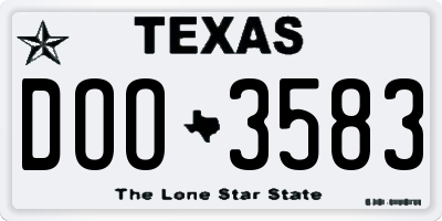 TX license plate DOO3583