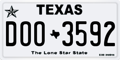 TX license plate DOO3592