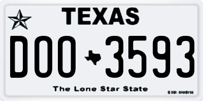 TX license plate DOO3593