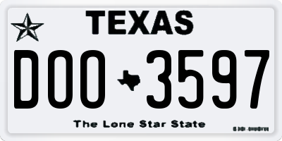 TX license plate DOO3597