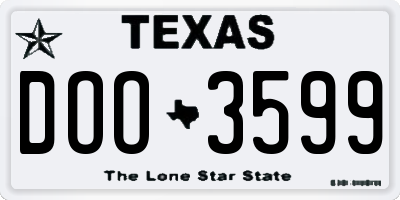 TX license plate DOO3599