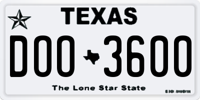 TX license plate DOO3600