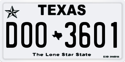 TX license plate DOO3601