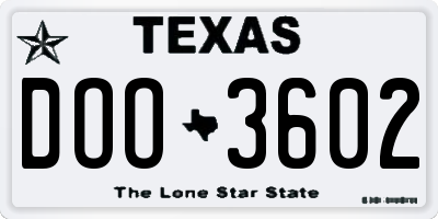 TX license plate DOO3602