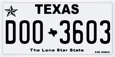 TX license plate DOO3603
