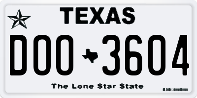TX license plate DOO3604