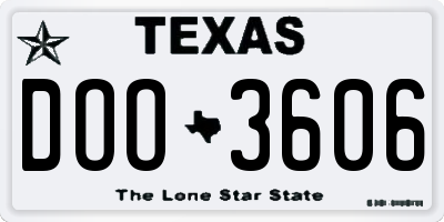 TX license plate DOO3606