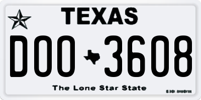 TX license plate DOO3608