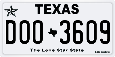 TX license plate DOO3609
