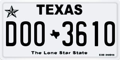 TX license plate DOO3610