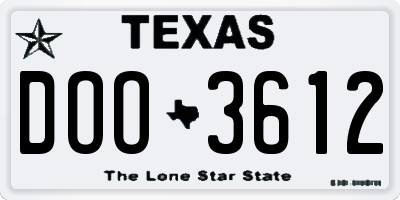 TX license plate DOO3612