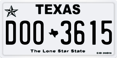 TX license plate DOO3615