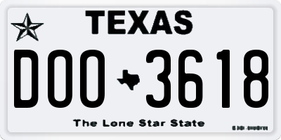 TX license plate DOO3618