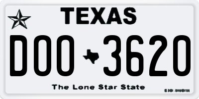 TX license plate DOO3620