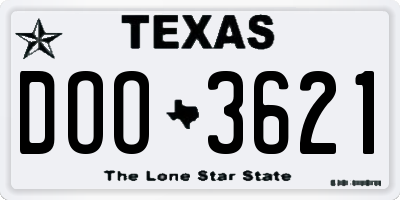 TX license plate DOO3621