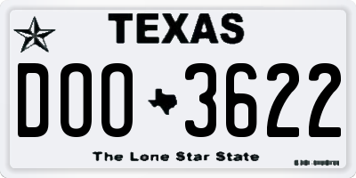 TX license plate DOO3622