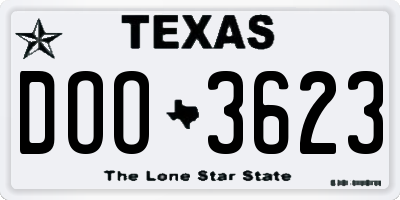 TX license plate DOO3623