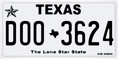 TX license plate DOO3624