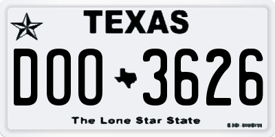 TX license plate DOO3626
