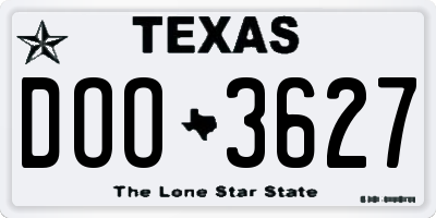 TX license plate DOO3627