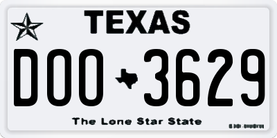 TX license plate DOO3629