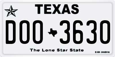 TX license plate DOO3630
