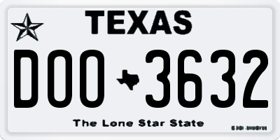 TX license plate DOO3632