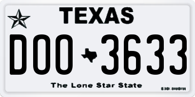 TX license plate DOO3633