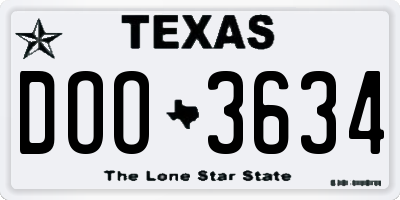 TX license plate DOO3634