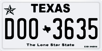 TX license plate DOO3635