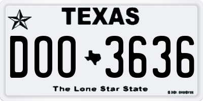 TX license plate DOO3636