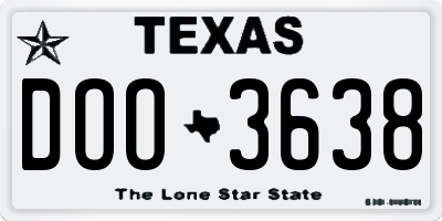 TX license plate DOO3638
