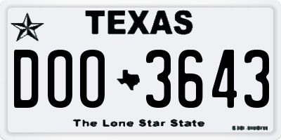 TX license plate DOO3643