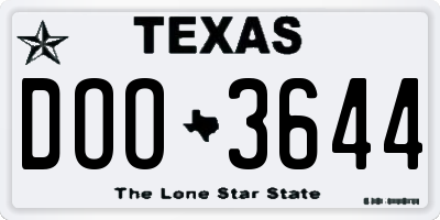 TX license plate DOO3644