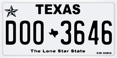 TX license plate DOO3646