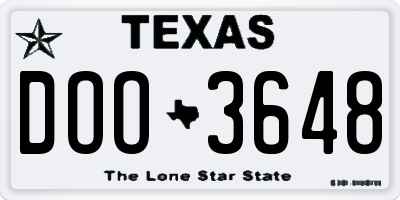 TX license plate DOO3648