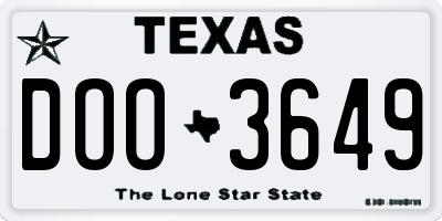 TX license plate DOO3649