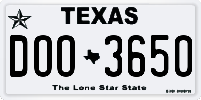 TX license plate DOO3650