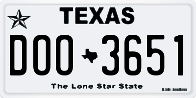 TX license plate DOO3651
