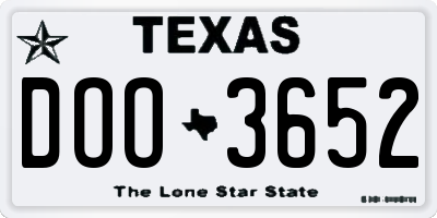 TX license plate DOO3652