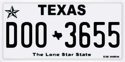 TX license plate DOO3655