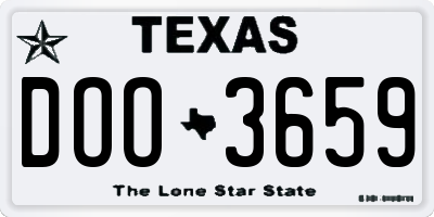 TX license plate DOO3659