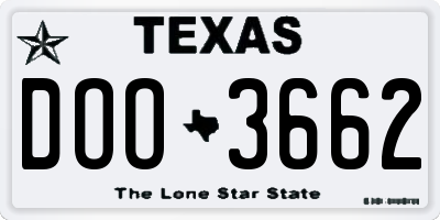 TX license plate DOO3662