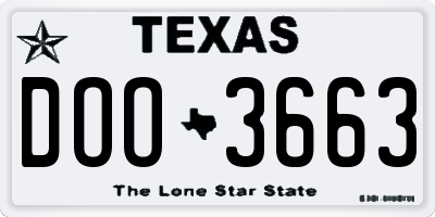 TX license plate DOO3663