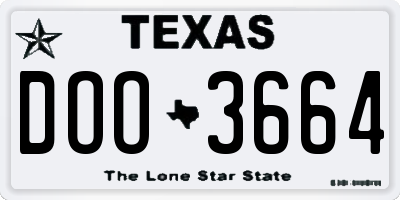 TX license plate DOO3664